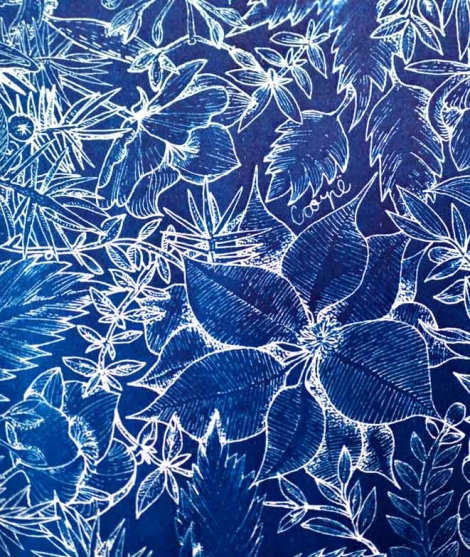 Print Winter flowers cyanotype WALL DECORATION 39,00 €