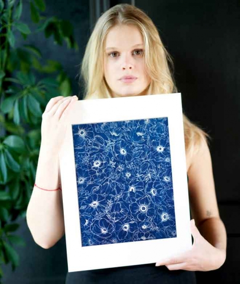 Plakat Anemone cyanotype WAND DEKORATION 59,00 €